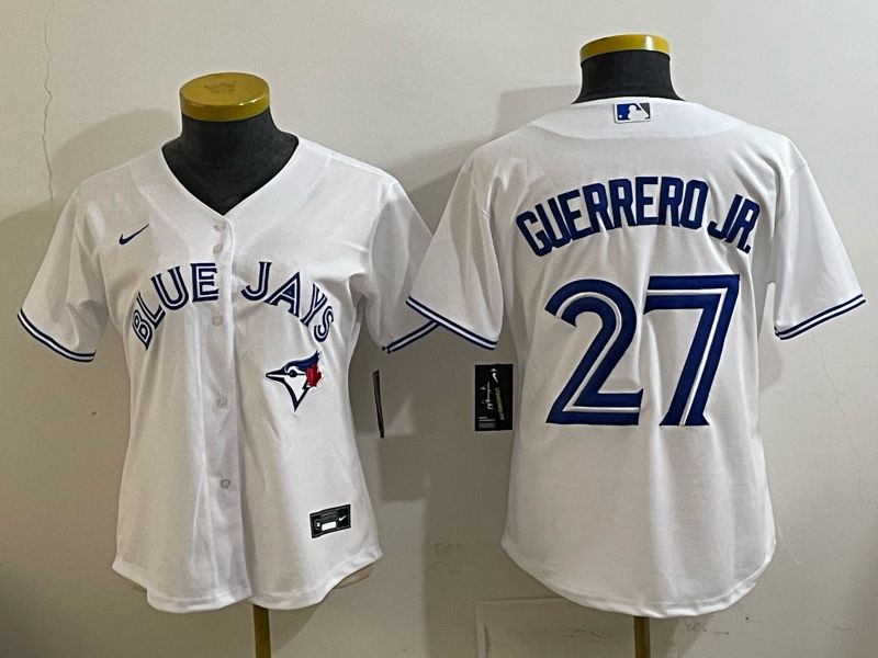 Women 2025 Toronto Blue Jays #27 Guerrero jr white Game Nike MLB Jersey style 001